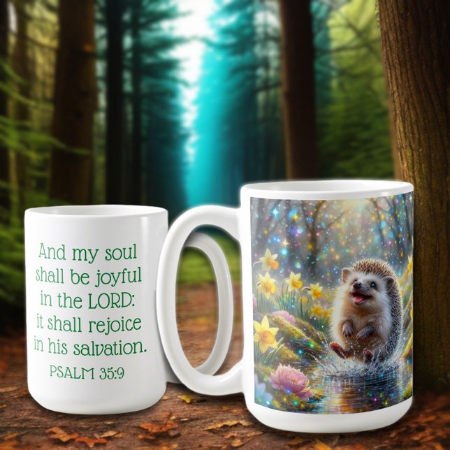 Christian Inspirational Psalms Whimsical Hedgehog  Coffee Mug (Creator Uploaded)
