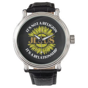 Christian Is Not A Religion Jesus Sunflower Watch