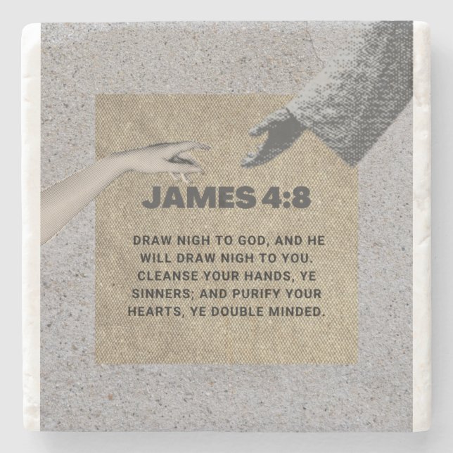 Christian James 4:8 Stone Coaster (Front)