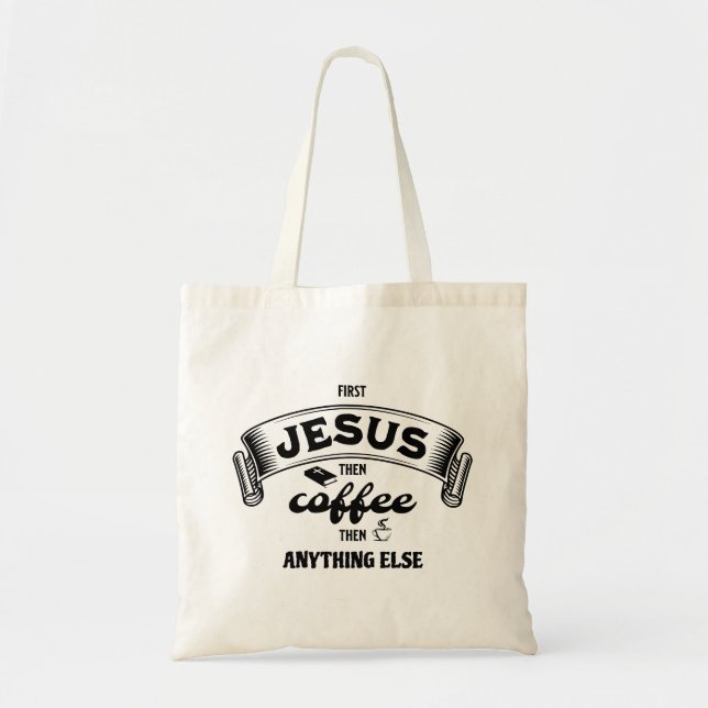 Christian JESUS AND COFFEE Tote Bag (Front)