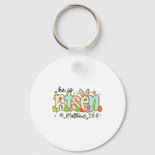 Christian Jesus Bunny Eggs Easter He Is Risen Matt Key Ring