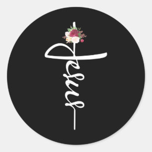 Christian Jesus Christ Cross Bouquet Classic Round Sticker