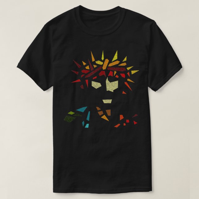 Christian Jesus Christ Crown of Thorns Stained Gla T-Shirt (Design Front)