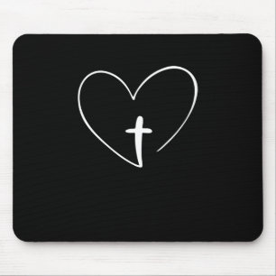 Christian - Jesus Cross And Heart Mouse Pad