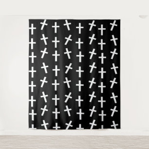 Christian Jesus cross black Easter pattern Tapestry