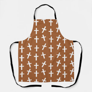 Christian Jesus cross brown pattern Apron