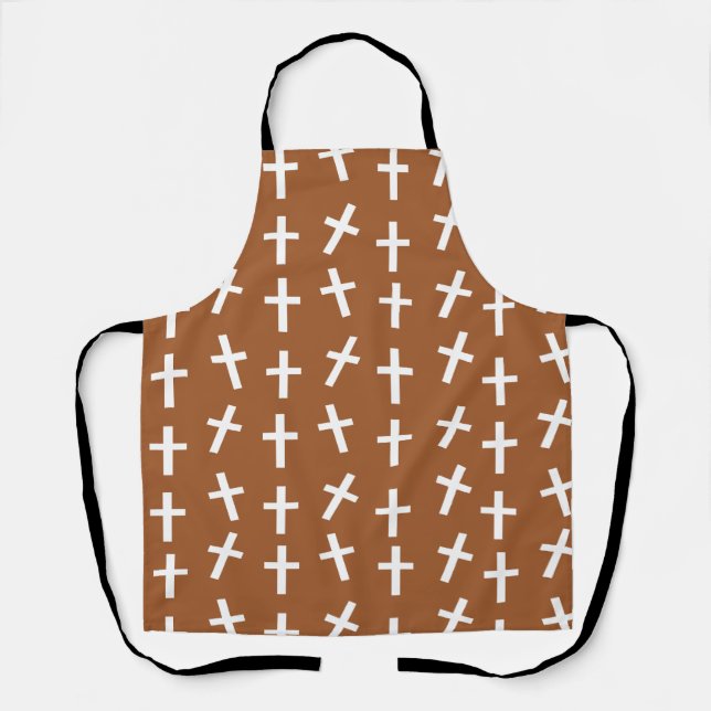 Christian Jesus cross brown pattern Apron (Front)