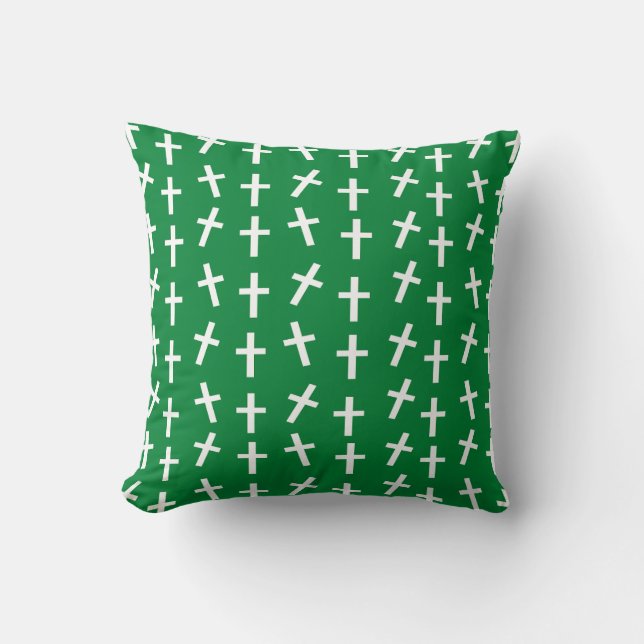 Christian Jesus cross green pattern Cushion (Front)
