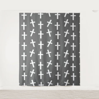 Christian Jesus cross grey pattern Tapestry