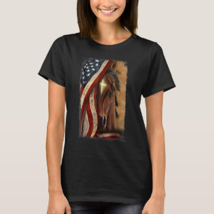Christian Jesus Cross Patriotic Horse Cross Americ T-Shirt