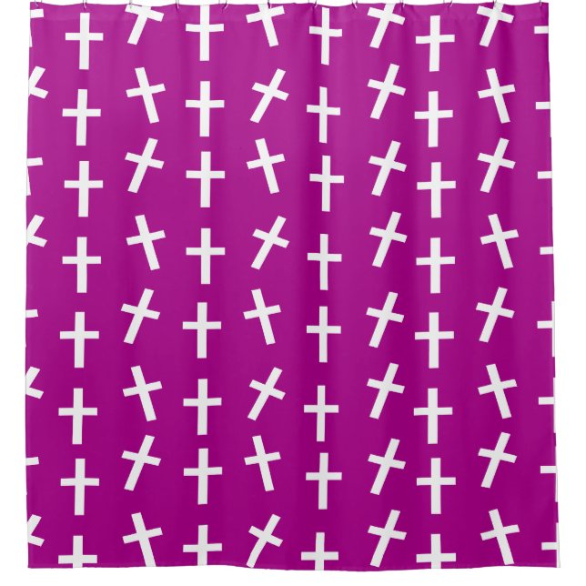 Christian Jesus cross pink pattern Shower Curtain (Front)