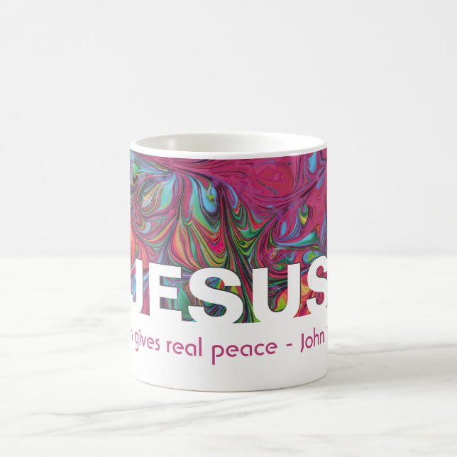 Christian JESUS Gives Real Peace Custom PINK Coffee Mug (Center)