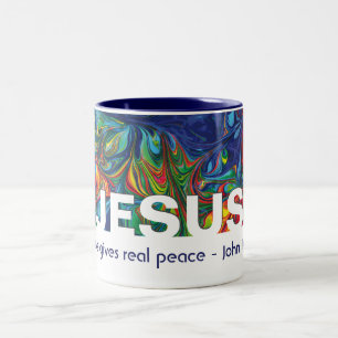 Christian JESUS Gives Real Peace Custom Two-Tone Coffee Mug