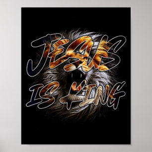 Christian Jesus Is King With Striking Lion Of Juda Poster