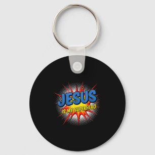 Christian Jesus Is My Superhero Comic P Art Key Ring
