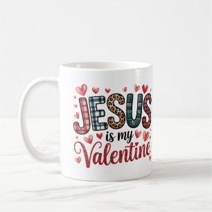Christian “Jesus Is My Valentine” Plaid & Heart Pa Coffee Mug
