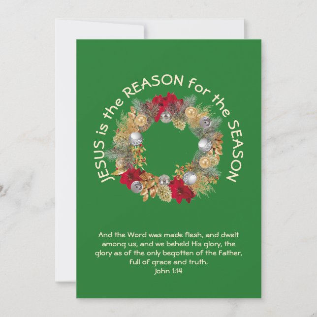 Christian JESUS IS THE REASON Christmas Holiday Card (Front)