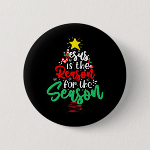 Christian Jesus Is The Reason Christmas Xmas Tree 6 Cm Round Badge