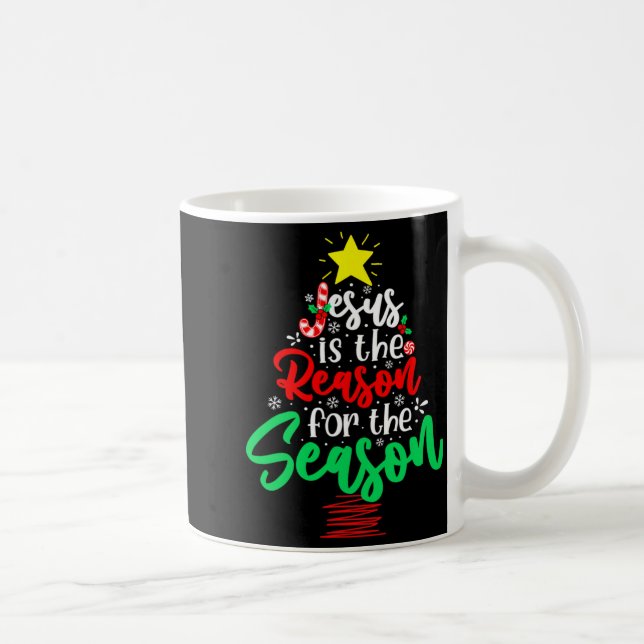 Christian Jesus Is The Reason Christmas Xmas Tree  Coffee Mug (Right)