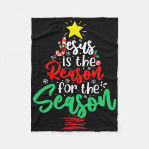 Christian Jesus Is The Reason Christmas Xmas Tree Fleece Blanket