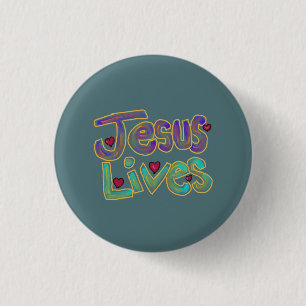 Christian Jesus Lives Cute  3 Cm Round Badge