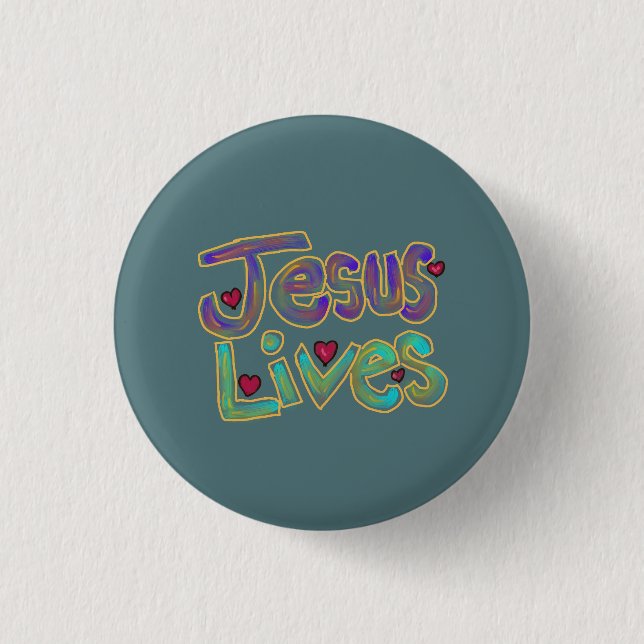 Christian Jesus Lives Cute  3 Cm Round Badge (Front)