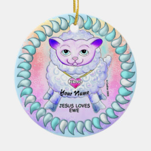 Christian Jesus Loves You Ceramic Ornament