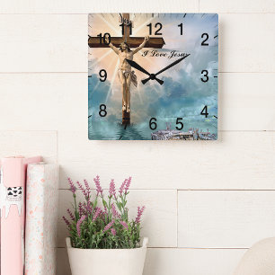 Christian Jesus prayer Square Wall Clock