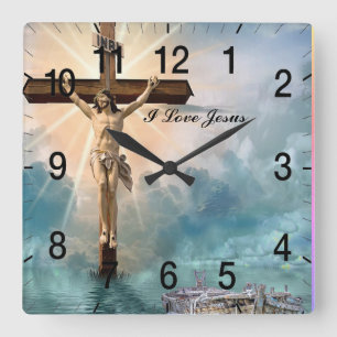 Christian Jesus prayer Square Wall Clock