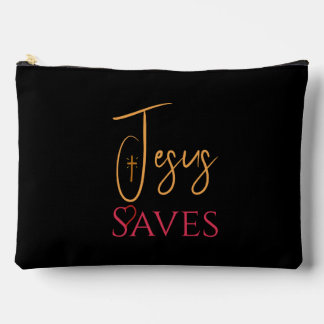 Christian Jesus Saves Cross Heart  Accessory Pouch