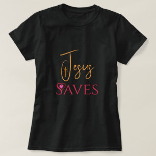 Christian Jesus Saves Cross Heart T-Shirt