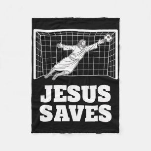 Christian Jesus Saves Soccer Goalkeeper Faith Insp Fleece Blanket