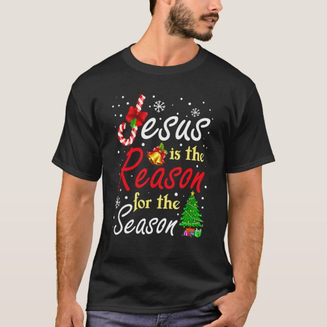 Christian Jesus The Reason Christmas Stocking Stuf T-Shirt (Front)