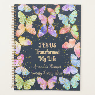 Christian Jesus Transformed My Life Butterfly Gold Planner