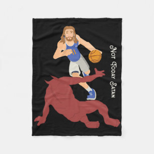 Christian Jesus Versus Satan Not Today Bysketbyll Fleece Blanket