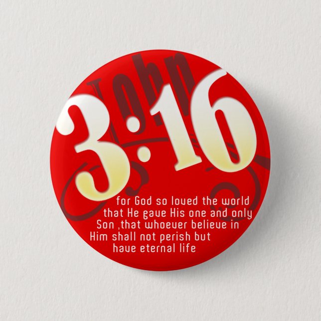 Christian - John 3:16 6 Cm Round Badge (Front)