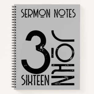 Christian John 3:16 Minimal Typography Sermon  Notebook