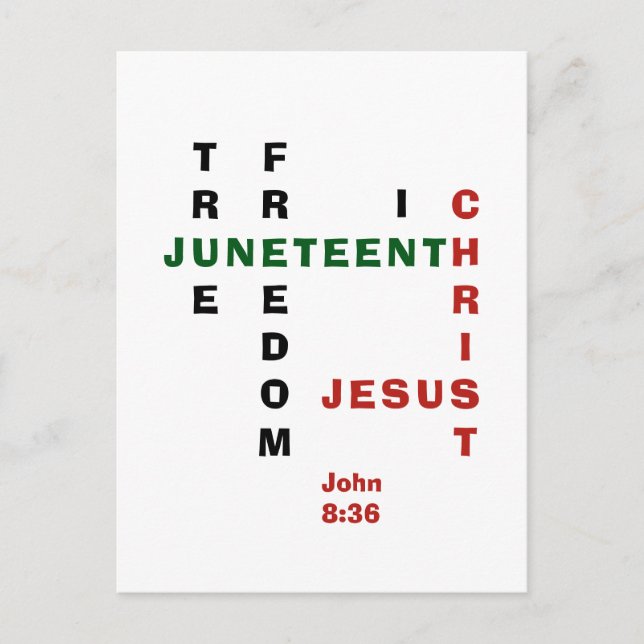 Christian JUNETEENTH Crossword Postcard (Front)
