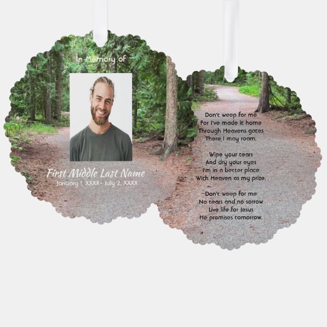 Christian Keepsake Forest Trees Hike Walk Trail  Tree Decoration Card (Front/Back)
