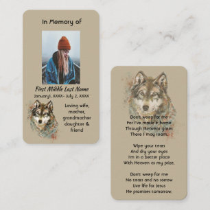 Christian Keepsake Memorial Watercolor Wolf Business Card