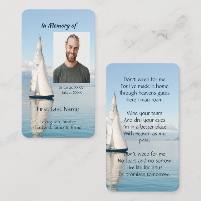 Christian Keepsake Sailor, Sailboat, Sailing Business Card (Front/Back)