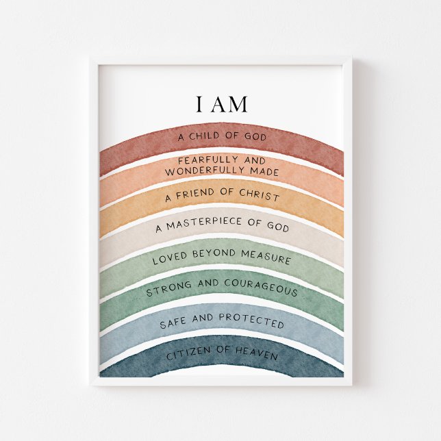 Christian kids boho rainbow affirmation print (Creator Uploaded)