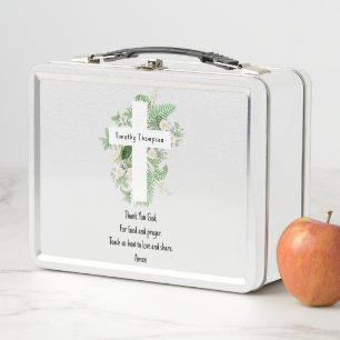 Christian Kids Lunch Time Prayer & Custom Name  Metal Lunch Box