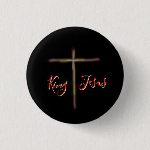 Christian King Jesus with Cross 3 Cm Round Badge