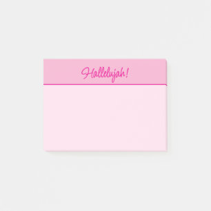 Christian Lady's Pink Hallelujah Minimalist Post-it Notes