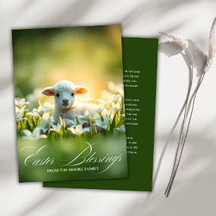 Christian Lamb In Flowers Easter Blessings Prayer Holiday Card