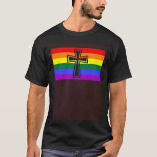 Christian LGBTQ Ally Cross Queer Gay Pride Flag Ae T-Shirt