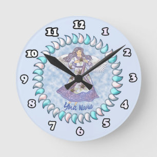 Christian lily flower angel round clock