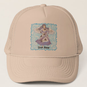 Christian lily flower angel trucker hat
