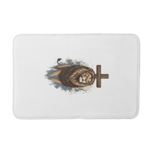 Christian Lion and Cross Vintage Bath Mat